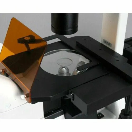 AmScope IN300 Series Inverted Phase-Contrast Biological EPI-Fluorescent Trinocular Compound Microscope 40X-1000X Magnification with 30W Halogen