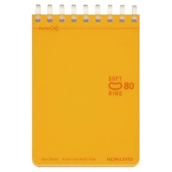 Kokuyo A7 BLUE GREEN Soft Ring Notebook 6mm Dotted Ruled Line Mini Type Reporter Style Notebook Flip Up Notebook  |  80 Sheets SV378BT
